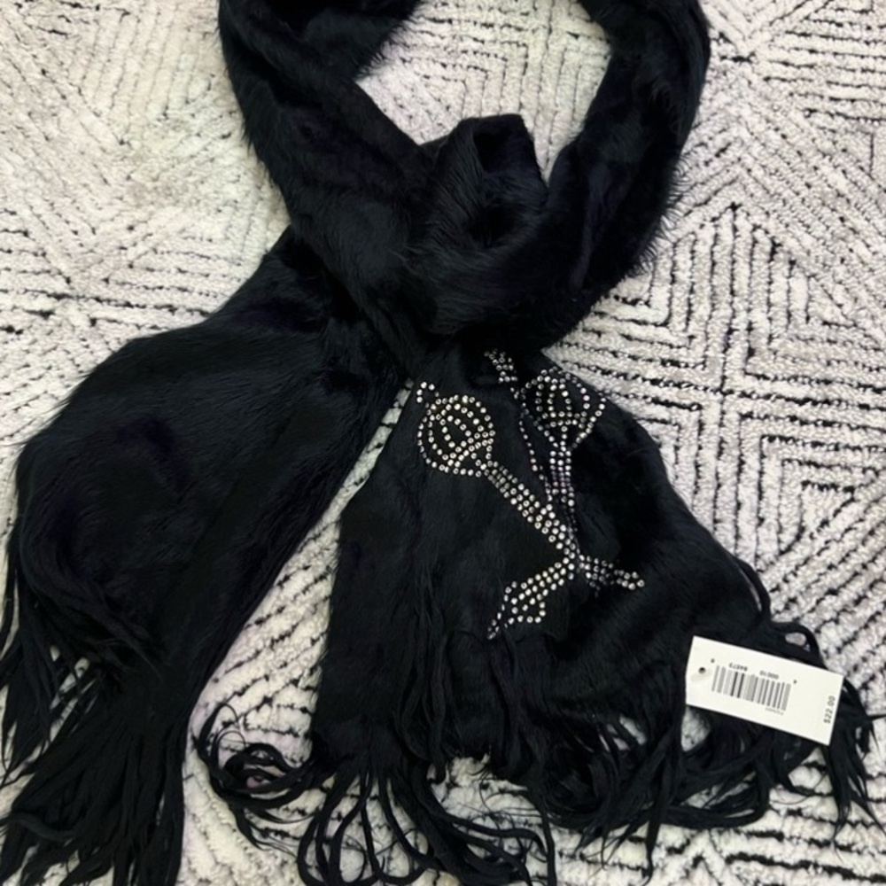 Disney Black Scarf with Crystal Skull Design